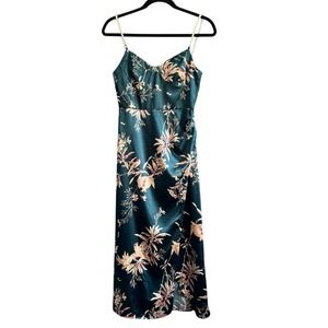 Rihoas Green Floral Midi Dress Women's Size XS NWT Pearl Straps Glam Going Out